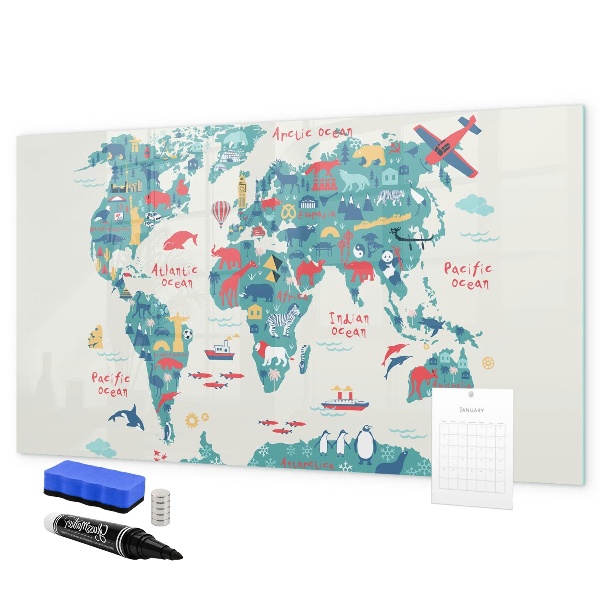 Magnetic dry erase board Interactive world map with magnets