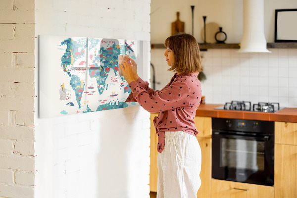 Magnetic dry erase board Interactive world map with magnets