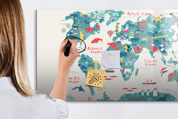 Magnetic dry erase board Interactive world map with magnets