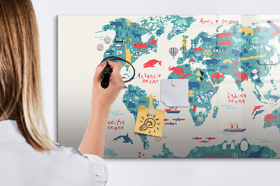 Magnetic dry erase board Interactive world map with magnets