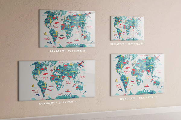 Magnetic dry erase board Interactive world map with magnets