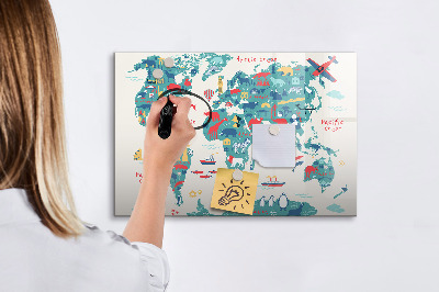 Magnetic dry erase board Interactive world map with magnets