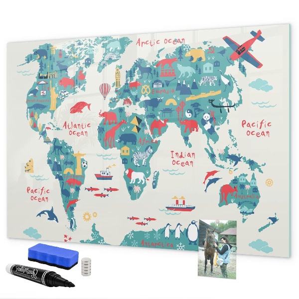 Magnetic dry erase board Interactive world map with magnets