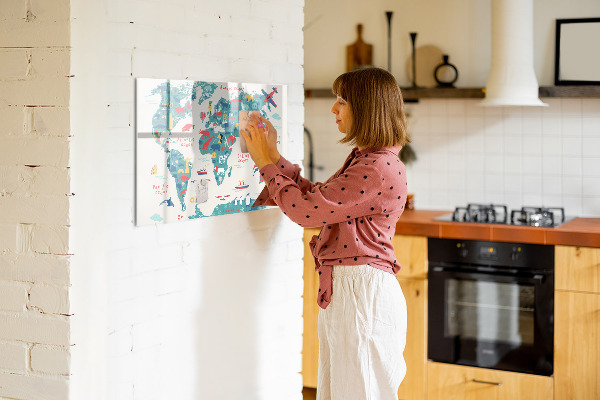 Magnetic dry erase board Interactive world map with magnets