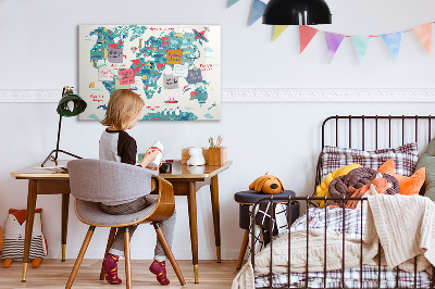 Magnetic dry erase board Interactive world map with magnets