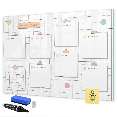 Dry erase board magnetic Weekly plan with space for photos