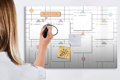 Dry erase board magnetic Weekly plan with space for photos