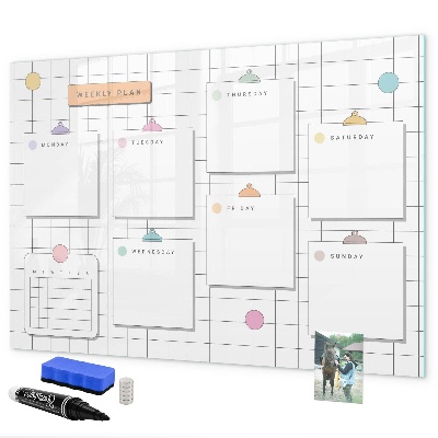Dry erase board magnetic Weekly plan with space for photos