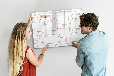 Dry erase board magnetic Weekly plan with space for photos