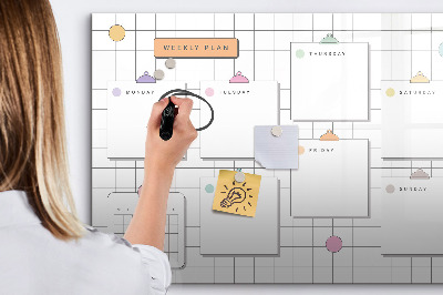 Dry erase board magnetic Weekly plan with space for photos