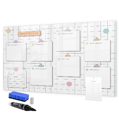 Dry erase board magnetic Weekly plan with space for photos