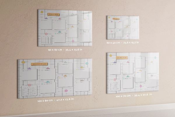 Dry erase board magnetic Weekly plan with space for photos