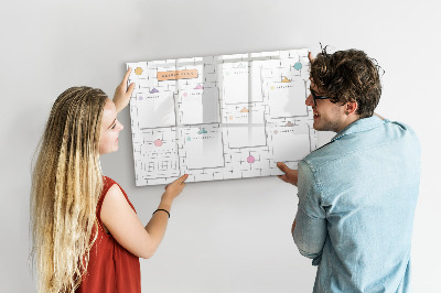 Dry erase board magnetic Weekly plan with space for photos