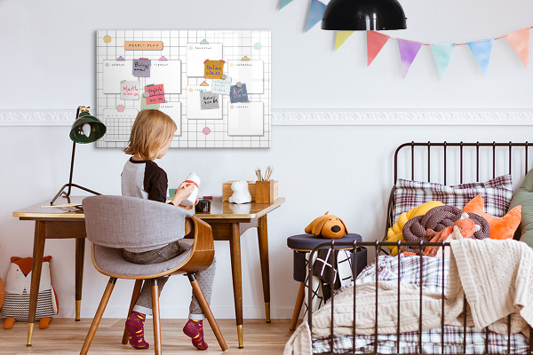 Dry erase board magnetic Weekly plan with space for photos