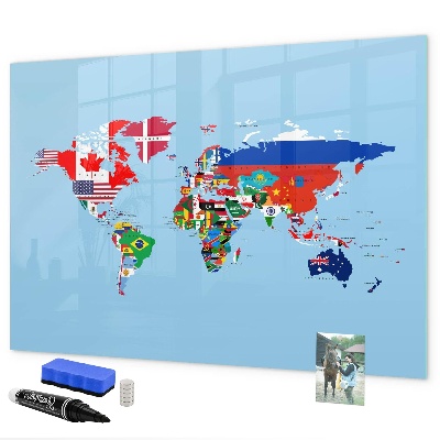 Dry erase board magnetic A world map with places and memories