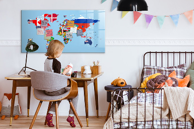 Dry erase board magnetic A world map with places and memories