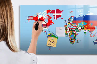 Dry erase board magnetic A world map with places and memories