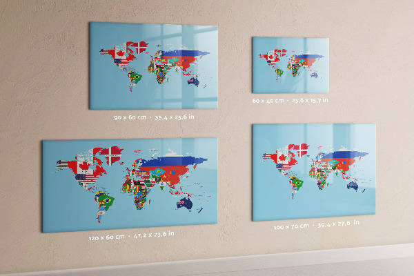 Dry erase board magnetic A world map with places and memories