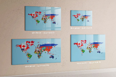 Dry erase board magnetic A world map with places and memories