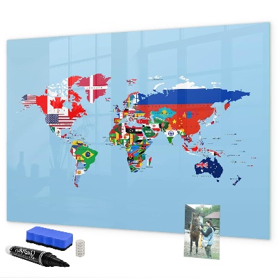 Dry erase board magnetic A world map with places and memories