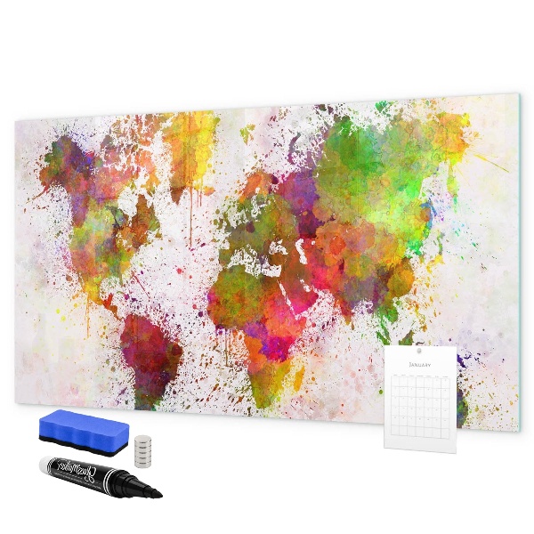 Magnetic dry erase board Colorful map with photo spots