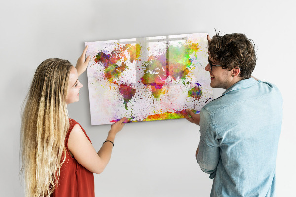 Magnetic dry erase board Colorful map with photo spots