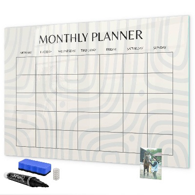 Magnetic dry erase board Monthly planner with space for photos