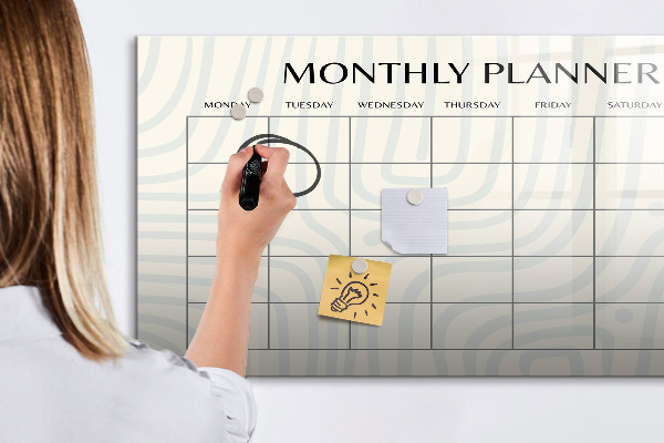 Magnetic dry erase board Monthly planner with space for photos