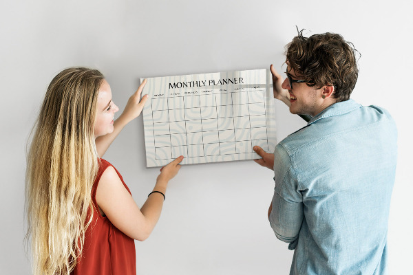 Magnetic dry erase board Monthly planner with space for photos