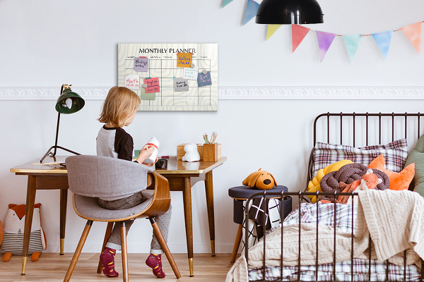 Magnetic dry erase board Monthly planner with space for photos