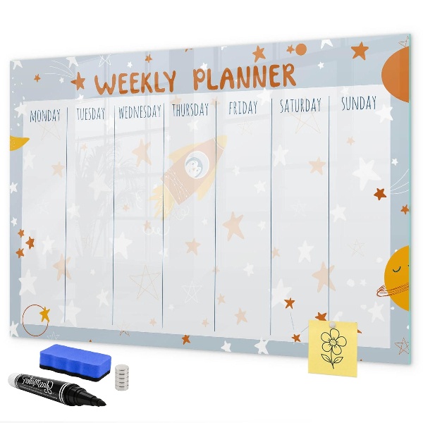 Magnetic dry erase board Weekly planner with space for photos