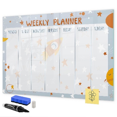 Magnetic dry erase board Weekly planner with space for photos