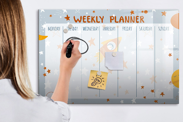 Magnetic dry erase board Weekly planner with space for photos