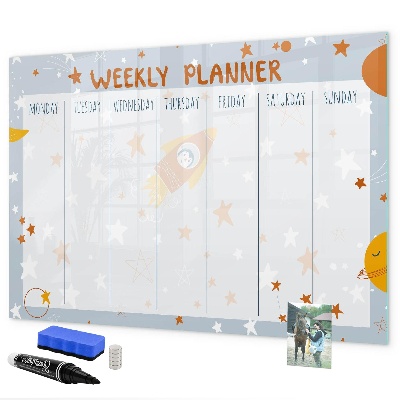 Magnetic dry erase board Weekly planner with space for photos