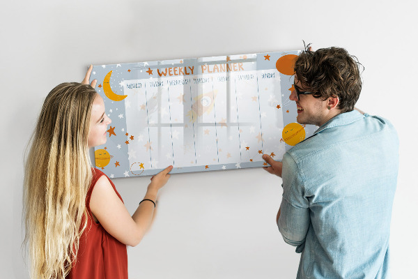 Magnetic dry erase board Weekly planner with space for photos