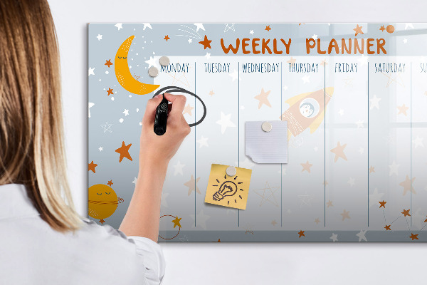 Magnetic dry erase board Weekly planner with space for photos