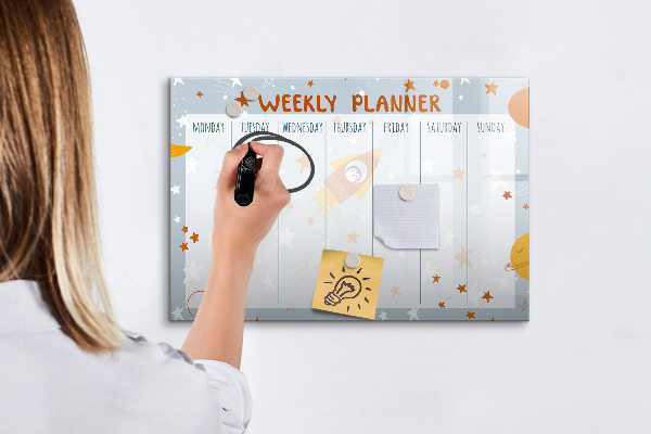 Magnetic dry erase board Weekly planner with space for photos