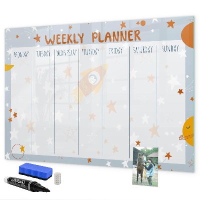 Magnetic dry erase board Weekly planner with space for photos