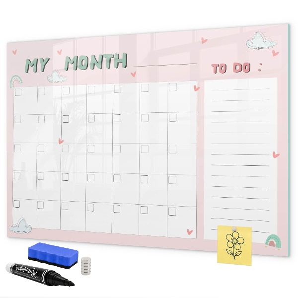Dry erase board magnetic Monthly Planning with Friends and Photos