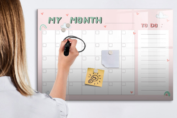 Dry erase board magnetic Monthly Planning with Friends and Photos