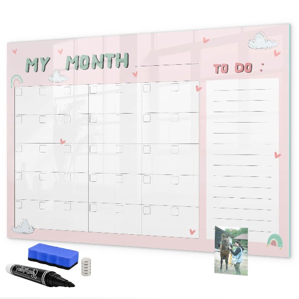 Dry erase board magnetic Monthly Planning with Friends and Photos