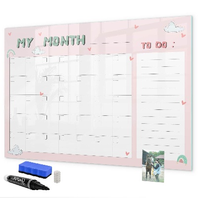 Dry erase board magnetic Monthly Planning with Friends and Photos