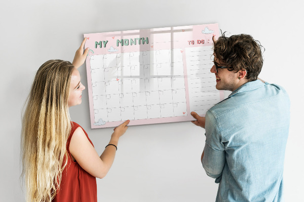 Dry erase board magnetic Monthly Planning with Friends and Photos