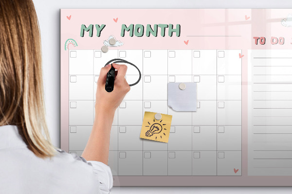 Dry erase board magnetic Monthly Planning with Friends and Photos