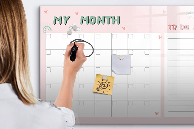 Dry erase board magnetic Monthly Planning with Friends and Photos
