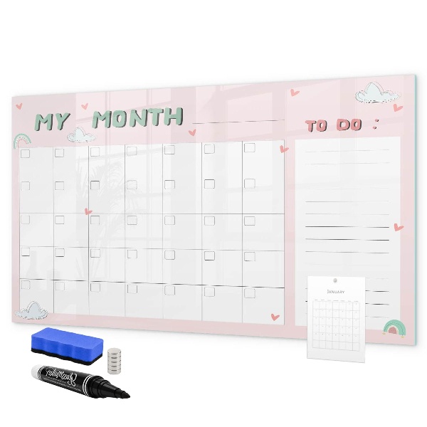 Dry erase board magnetic Monthly Planning with Friends and Photos
