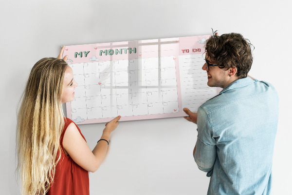 Dry erase board magnetic Monthly Planning with Friends and Photos