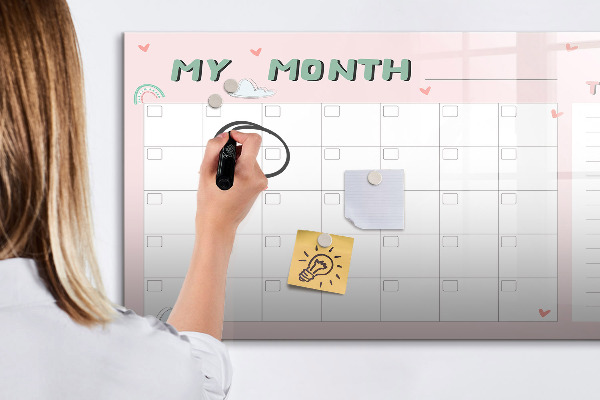 Dry erase board magnetic Monthly Planning with Friends and Photos