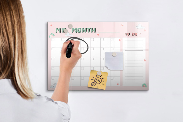 Dry erase board magnetic Monthly Planning with Friends and Photos