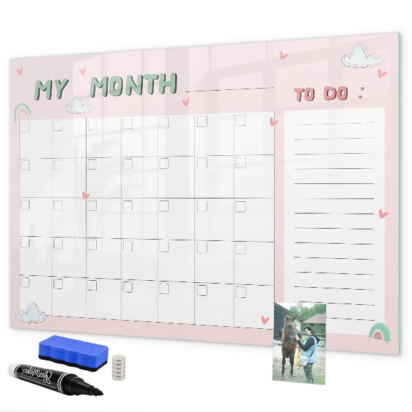 Dry erase board magnetic Monthly Planning with Friends and Photos